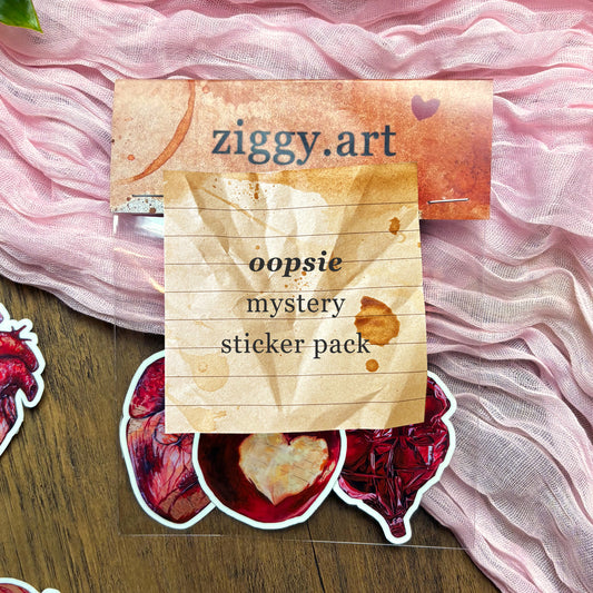 Oopsie Mystery Sticker Pack 3 imperfect Vinyl Art Stickers